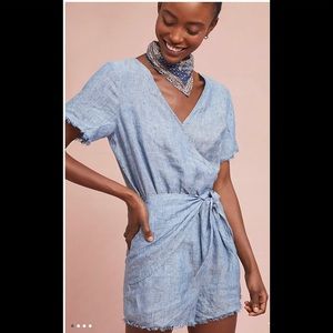 NWT Anthropologie Montana Tie-Front Romper Sz. L